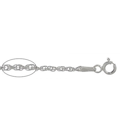 1.1mm Rhodium Plated Smooth Wheat Chain, 16" - 20" Length, Sterling Silver